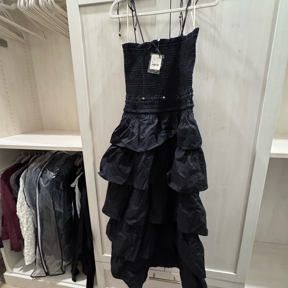 Free People Sun Dancing Midi Dress in Black small NWT - Picture 3 of 8